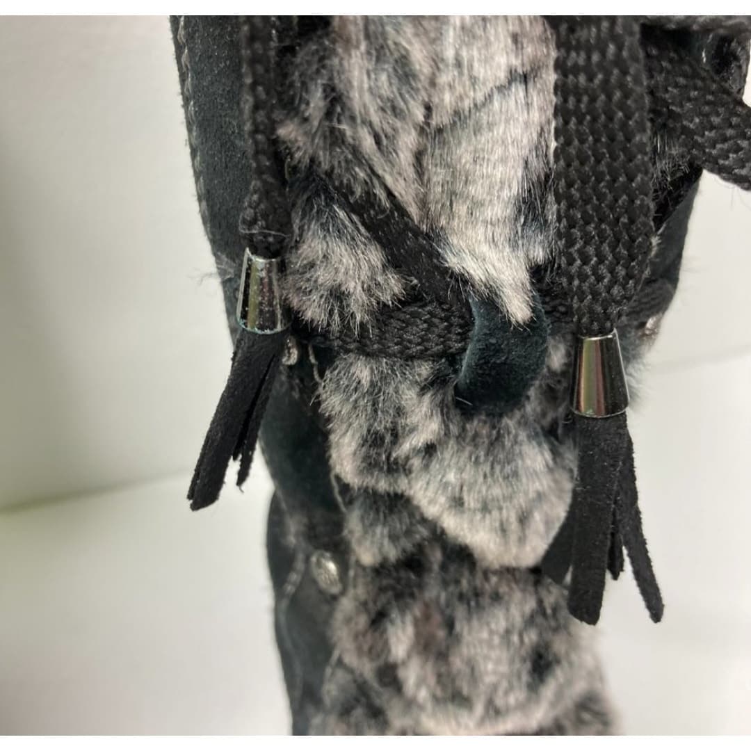 London Fog Lana Black Suede and Leather Faux Fur Winter Boots Size 9 - Thumbnail 9