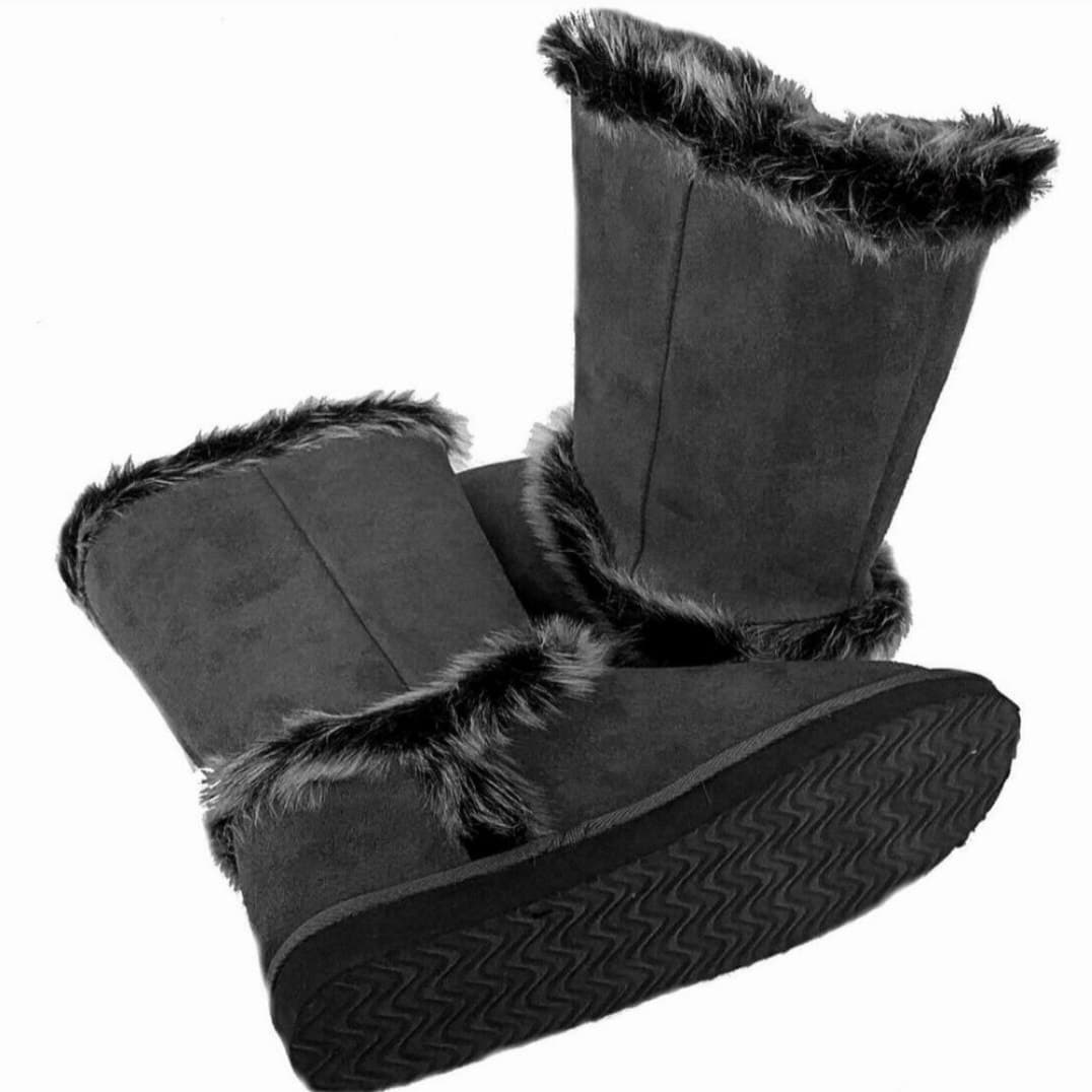 Top Moda Oakley-92 Fur Trimmed Mid Calf Eskimo Flat Winter Snow Boots Size 9 - Thumbnail 2