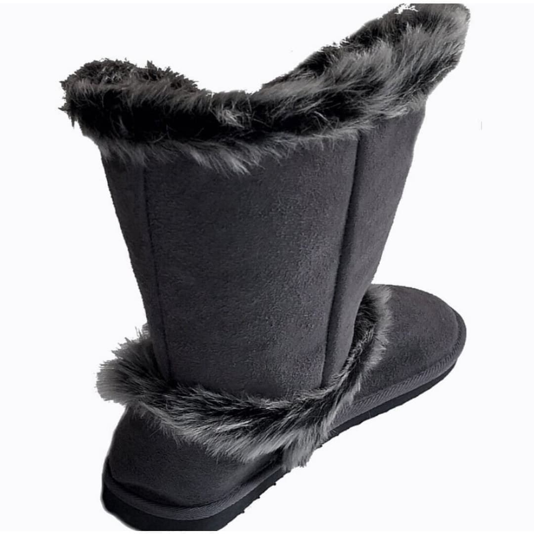 Top Moda Oakley-92 Fur Trimmed Mid Calf Eskimo Flat Winter Snow Boots Size 9 - Thumbnail 3