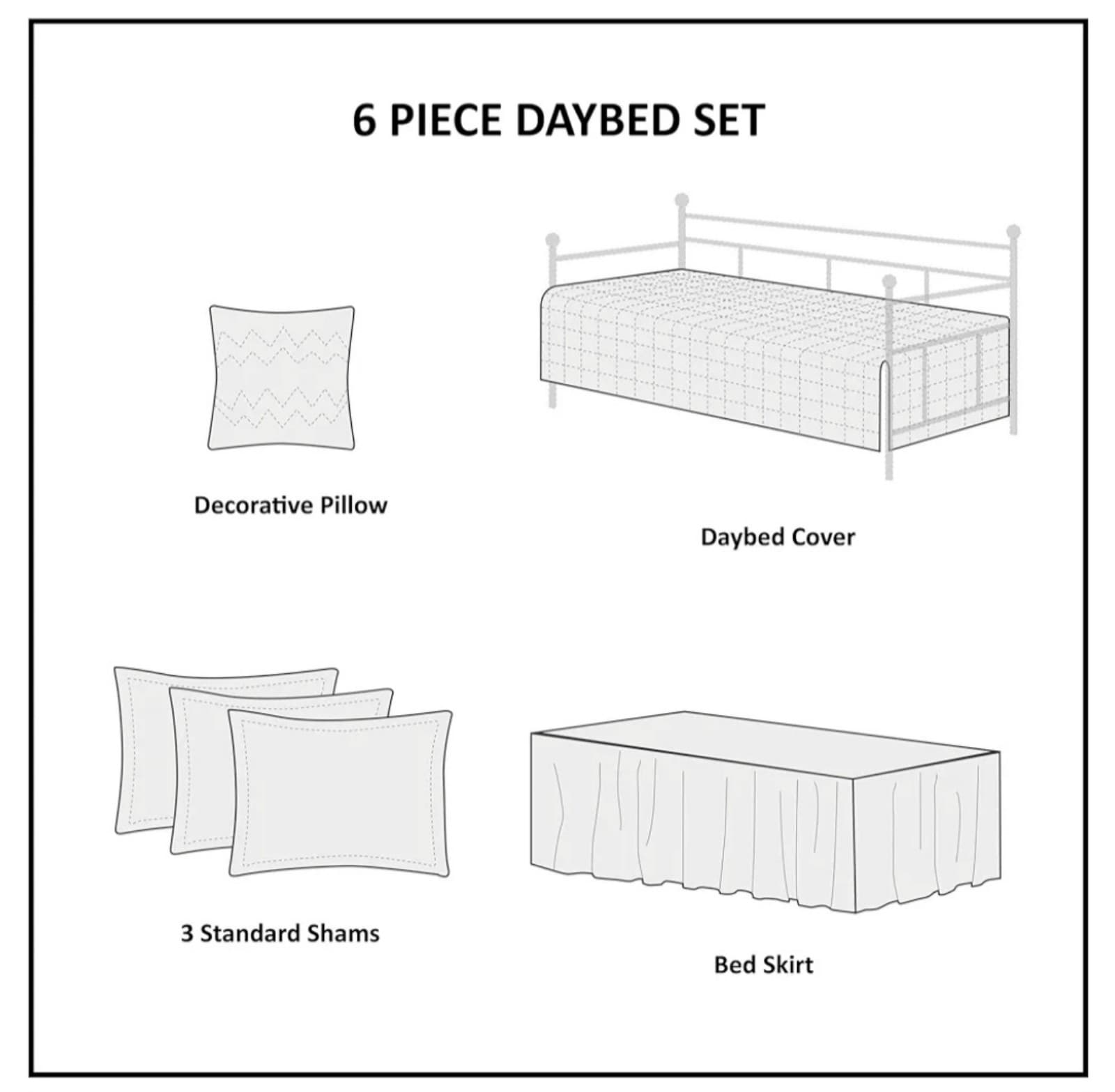 Madison Park 6 Piece Double Sided Day Bed Cover Set - Thumbnail 8