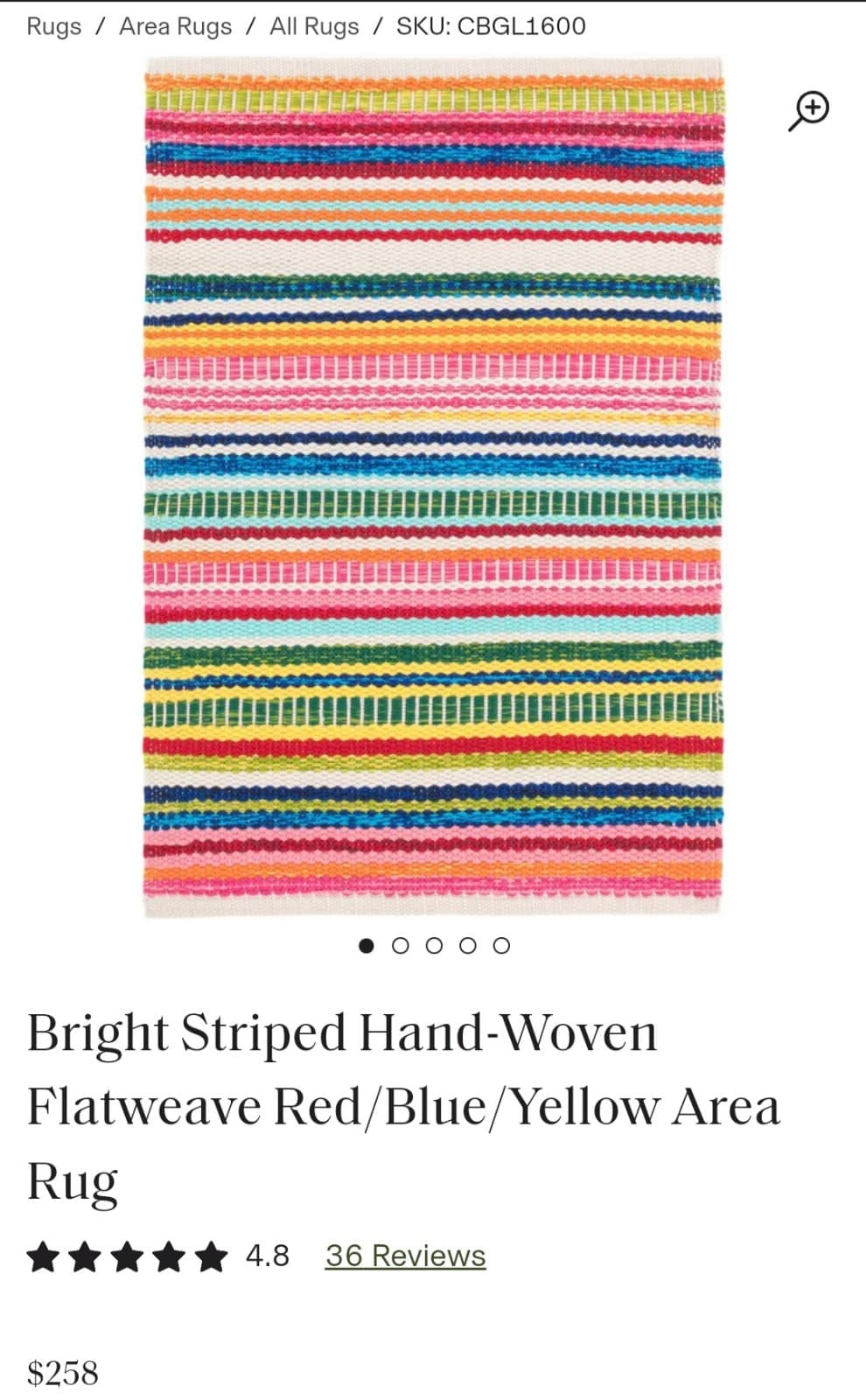 Dash & Albert Hand Woven Bright Striped Flatweave Rug - Thumbnail 2