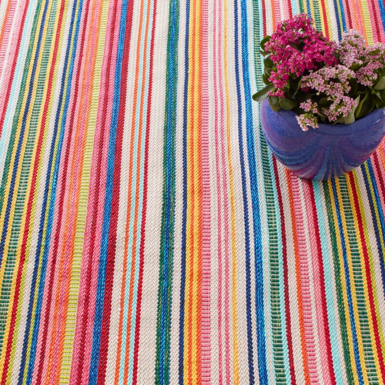 Dash & Albert Hand Woven Bright Striped Flatweave Rug - Thumbnail 3