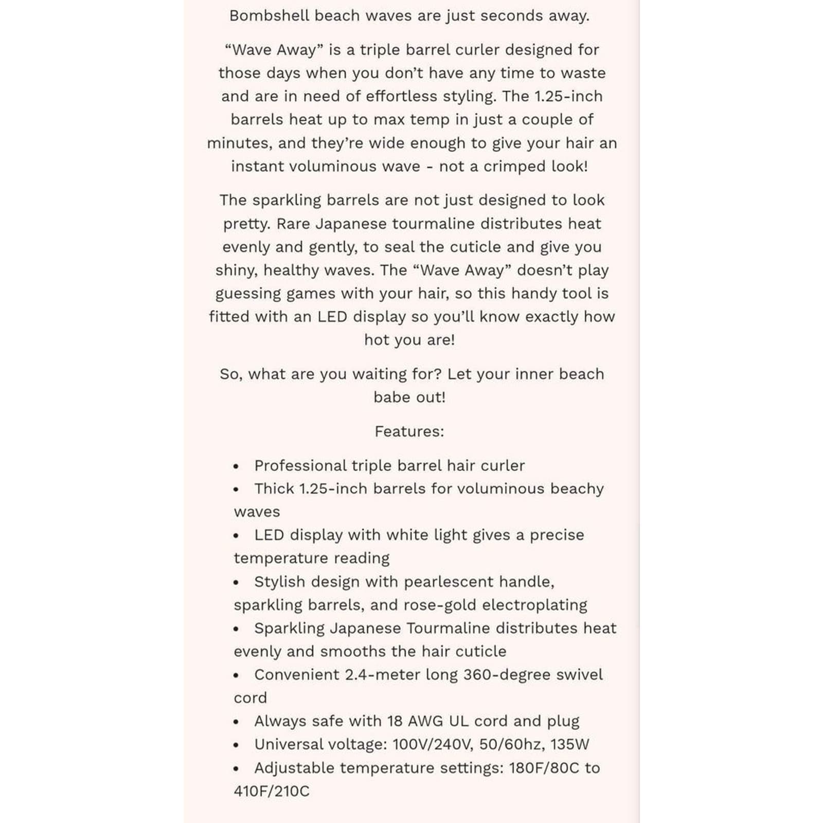 Almost Famous Wave Away Triple Barrell Curling Iron - Thumbnail 7
