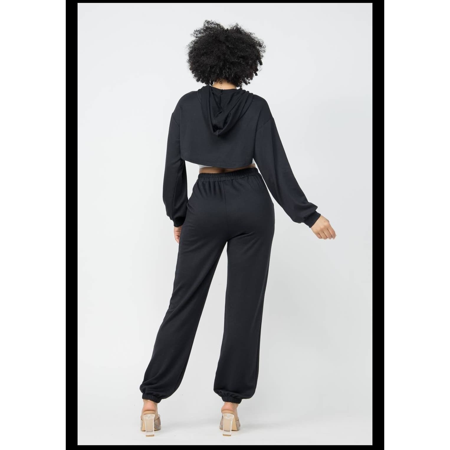 Dolls Kill Woman's Black Sweatpants with Crop Top Cut Out Hoodie - Size Large - Thumbnail 6