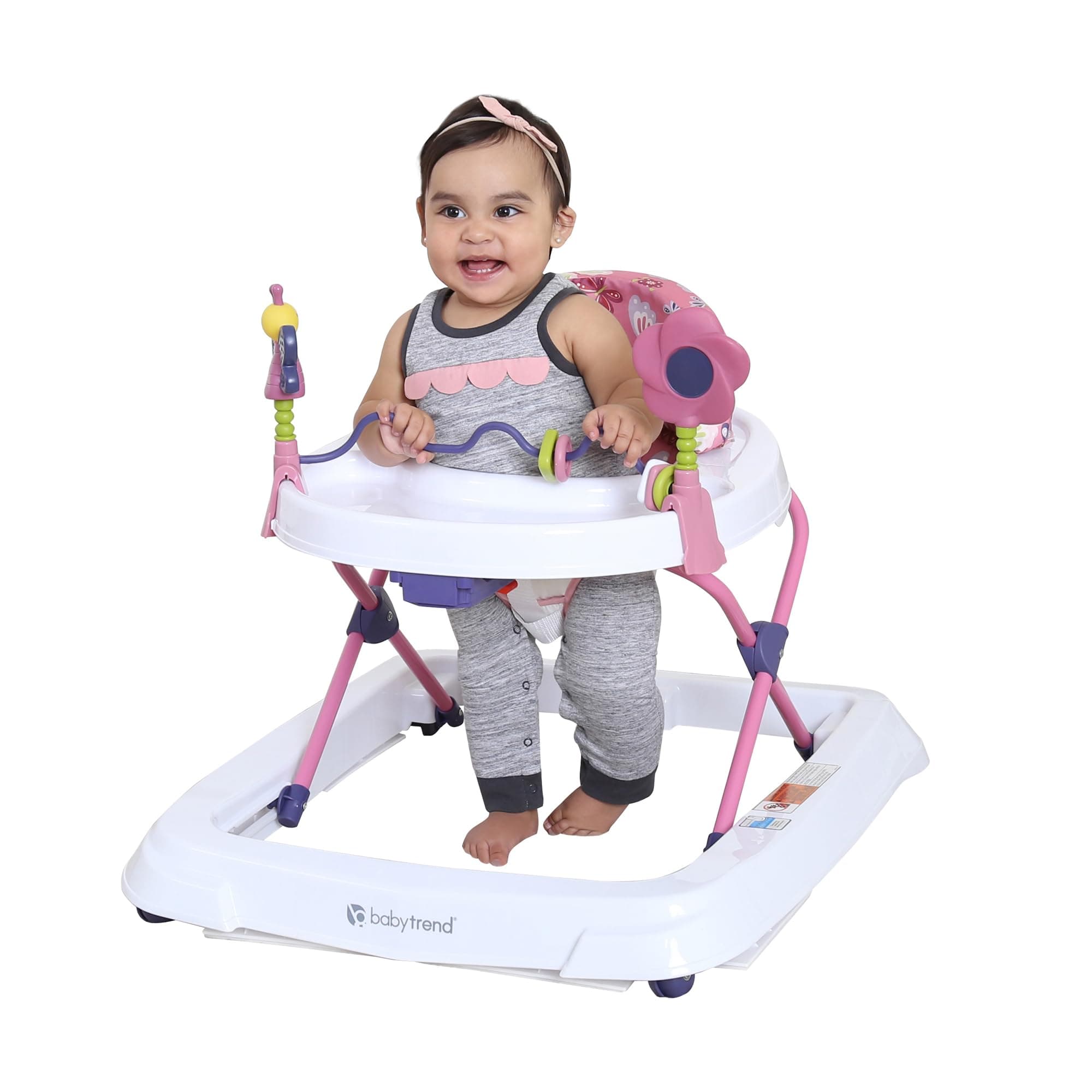 Smart Steps Trend Activity Walker with Removeable Toy Bar, Multi-Directional Front Wheels, Tray, Adjustable Height and Flat Fold Frame for Storage, Ages 6 Months +, Emily Pink - Thumbnail 9