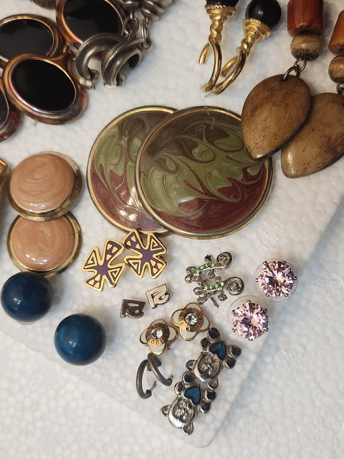 FOR PIERCED EARS-mated Vintage Costume Earrings Lot Bulk Statement Retro 80s 90s - Thumbnail 2