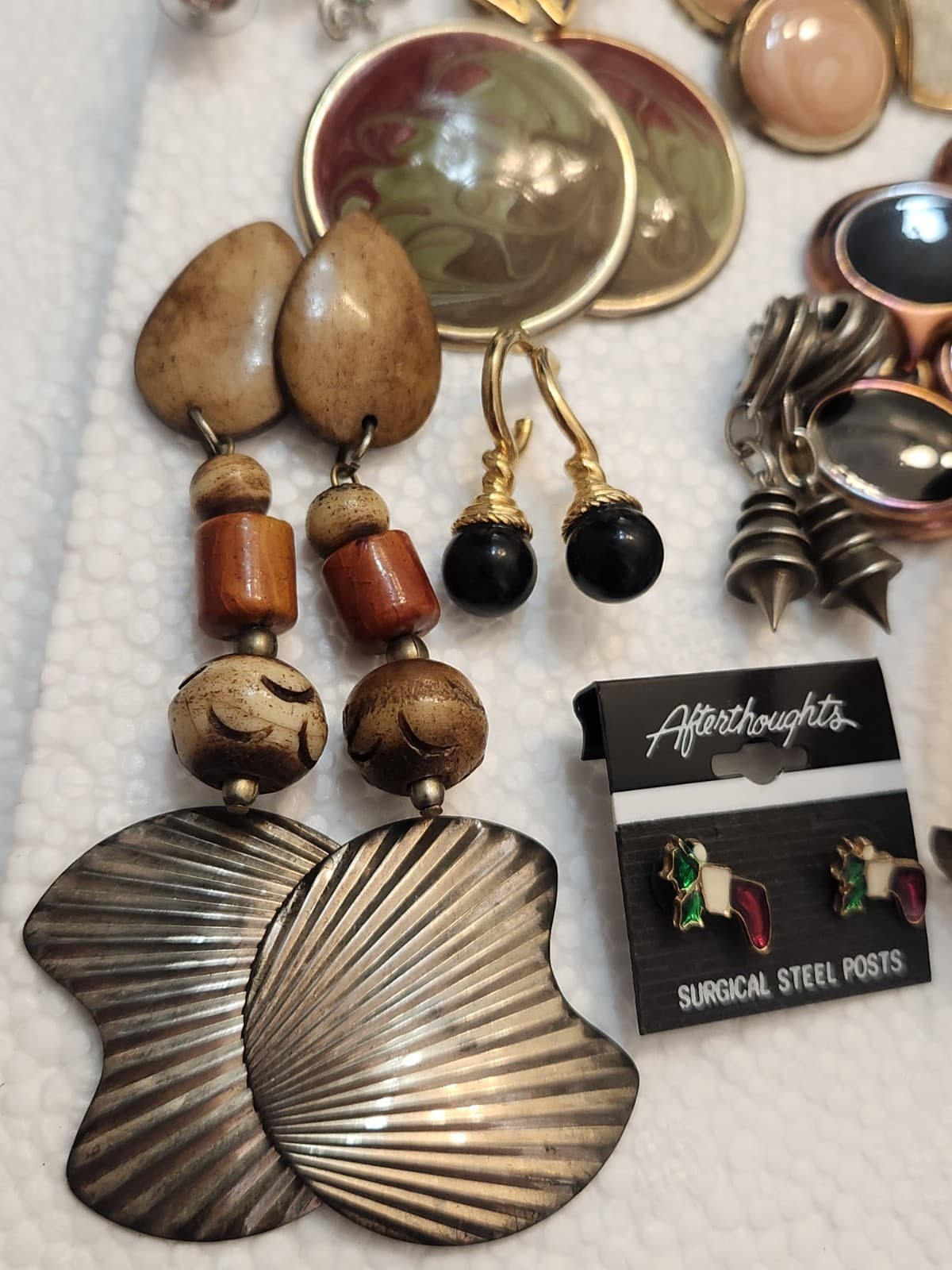 FOR PIERCED EARS-mated Vintage Costume Earrings Lot Bulk Statement Retro 80s 90s - Thumbnail 3