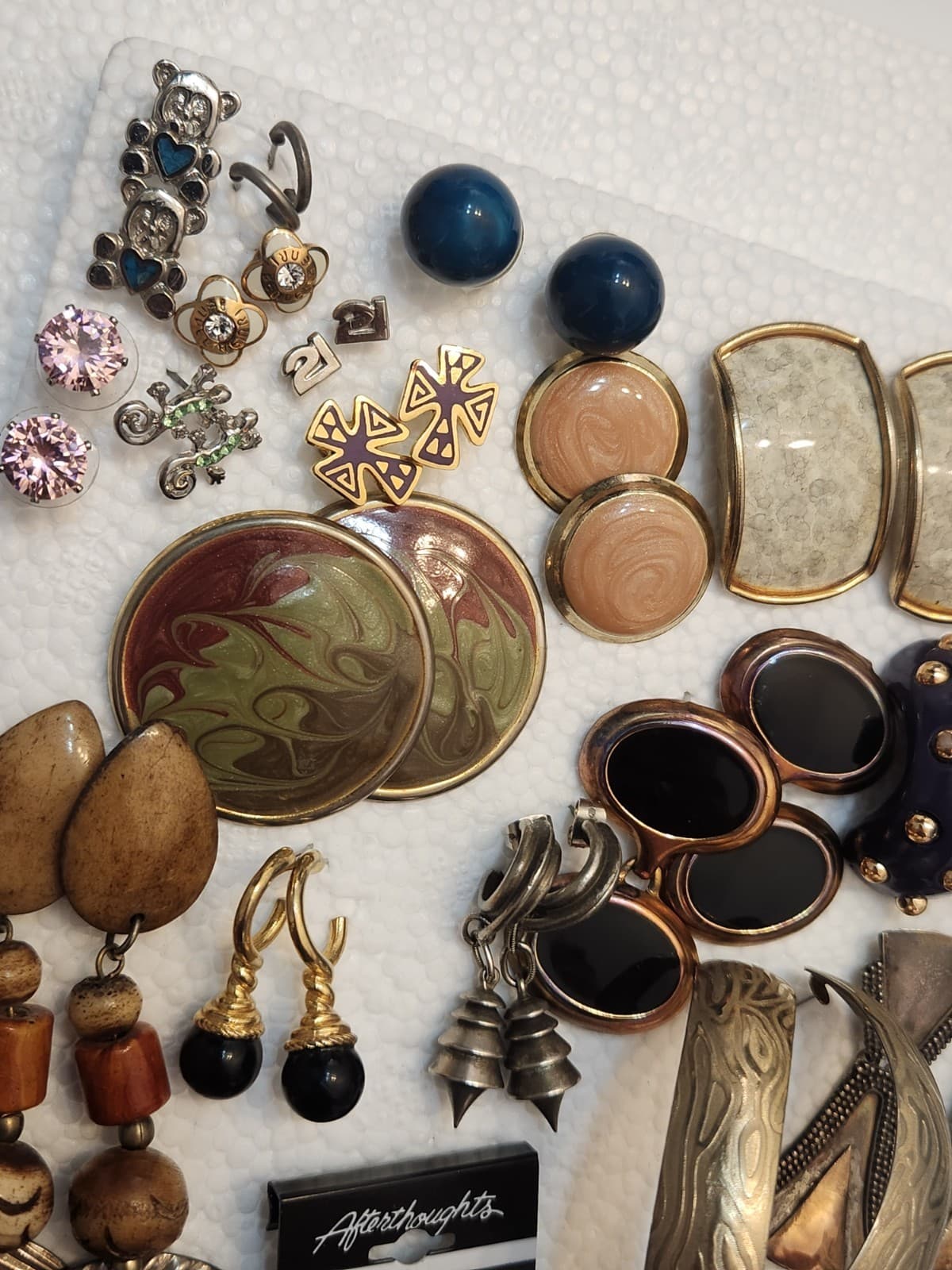 FOR PIERCED EARS-mated Vintage Costume Earrings Lot Bulk Statement Retro 80s 90s - Thumbnail 5