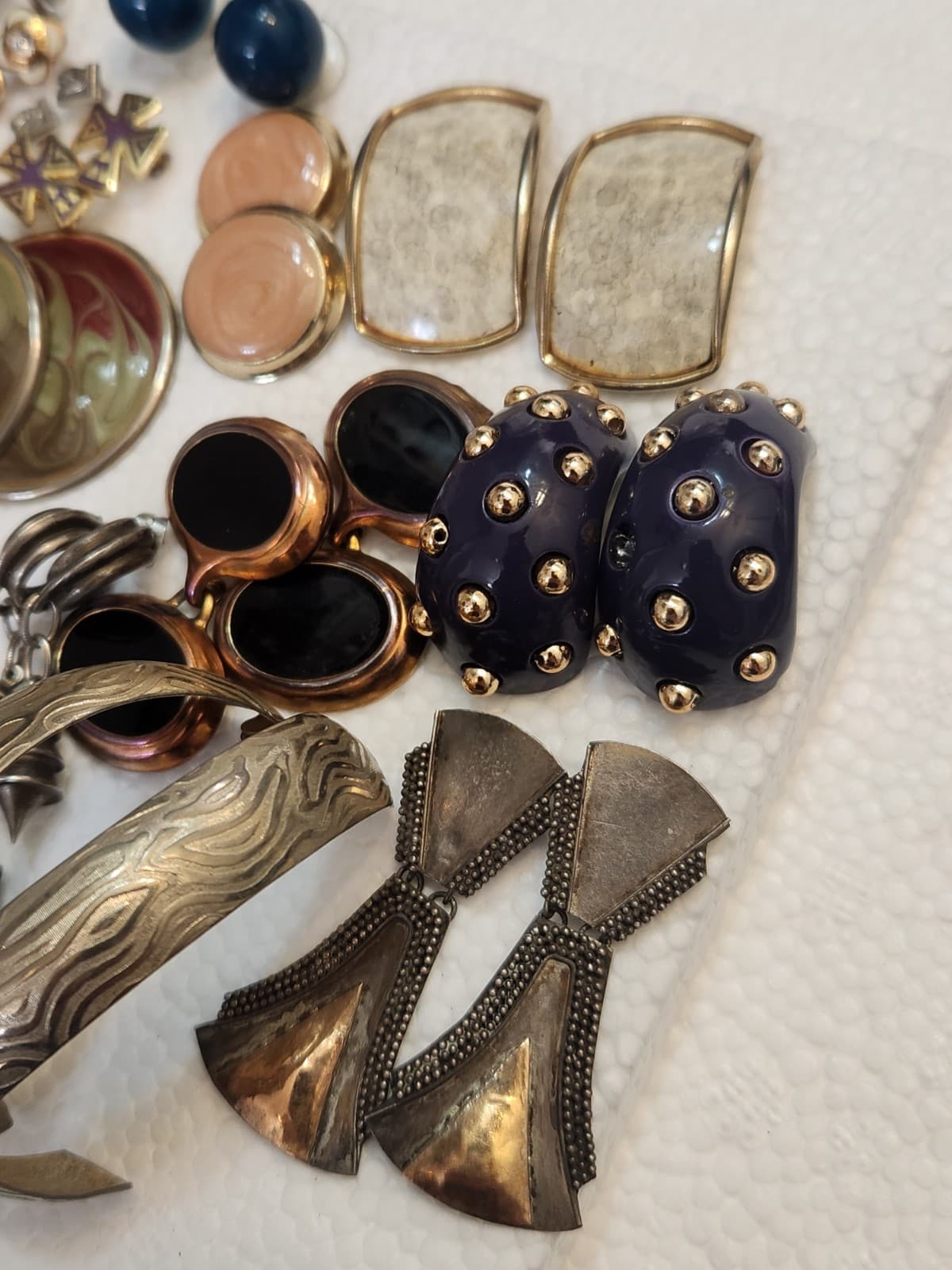 FOR PIERCED EARS-mated Vintage Costume Earrings Lot Bulk Statement Retro 80s 90s - Thumbnail 4