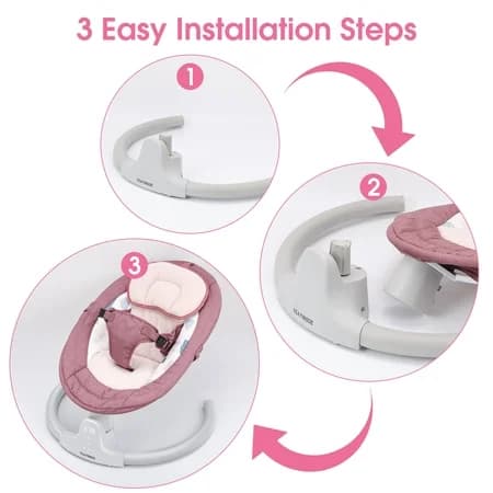 TEAYINGDE Baby Swing for Infants - APP Remote Bluetooth Control, 5 Speed Settings, 10 Lullabies, USB Plug (Pink) - Thumbnail 2