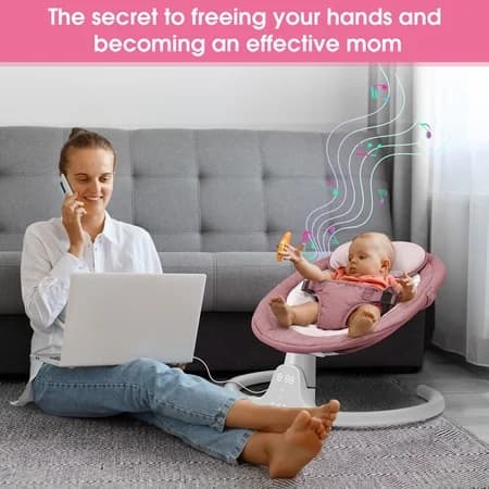 TEAYINGDE Baby Swing for Infants - APP Remote Bluetooth Control, 5 Speed Settings, 10 Lullabies, USB Plug (Pink) - Thumbnail 7