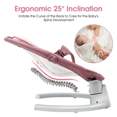 TEAYINGDE Baby Swing for Infants - APP Remote Bluetooth Control, 5 Speed Settings, 10 Lullabies, USB Plug (Pink) - Thumbnail 8