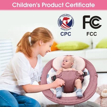 TEAYINGDE Baby Swing for Infants - APP Remote Bluetooth Control, 5 Speed Settings, 10 Lullabies, USB Plug (Pink) - Thumbnail 9