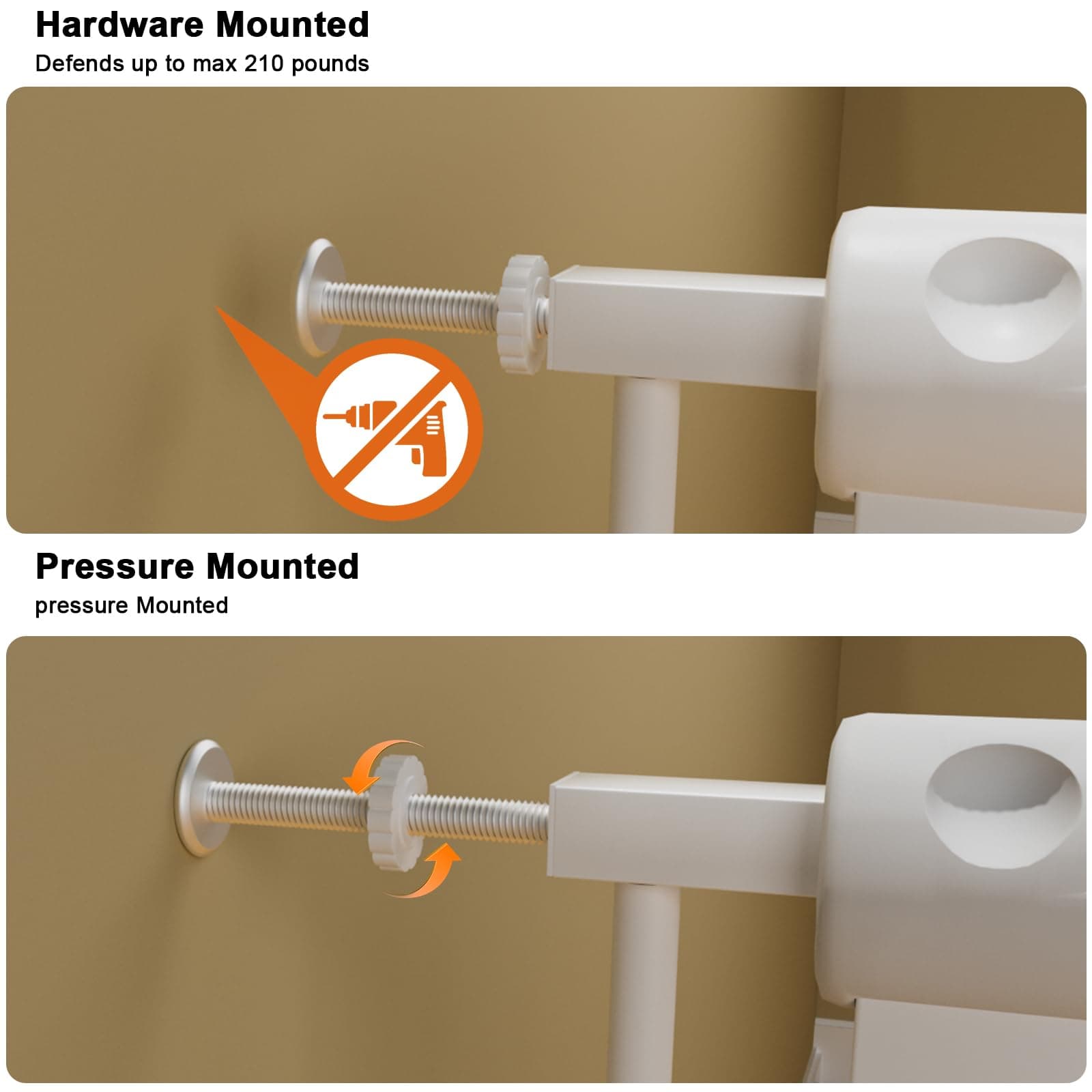 HOOEN Extra Wide Baby Gate for Doorways Stairs 86-105 Inch Wide Pressure Mounted Dog Gates for The House Walk Through Gates Indoor Safety Child Gates for Kids or Pets (86.3"-105") - Thumbnail 6