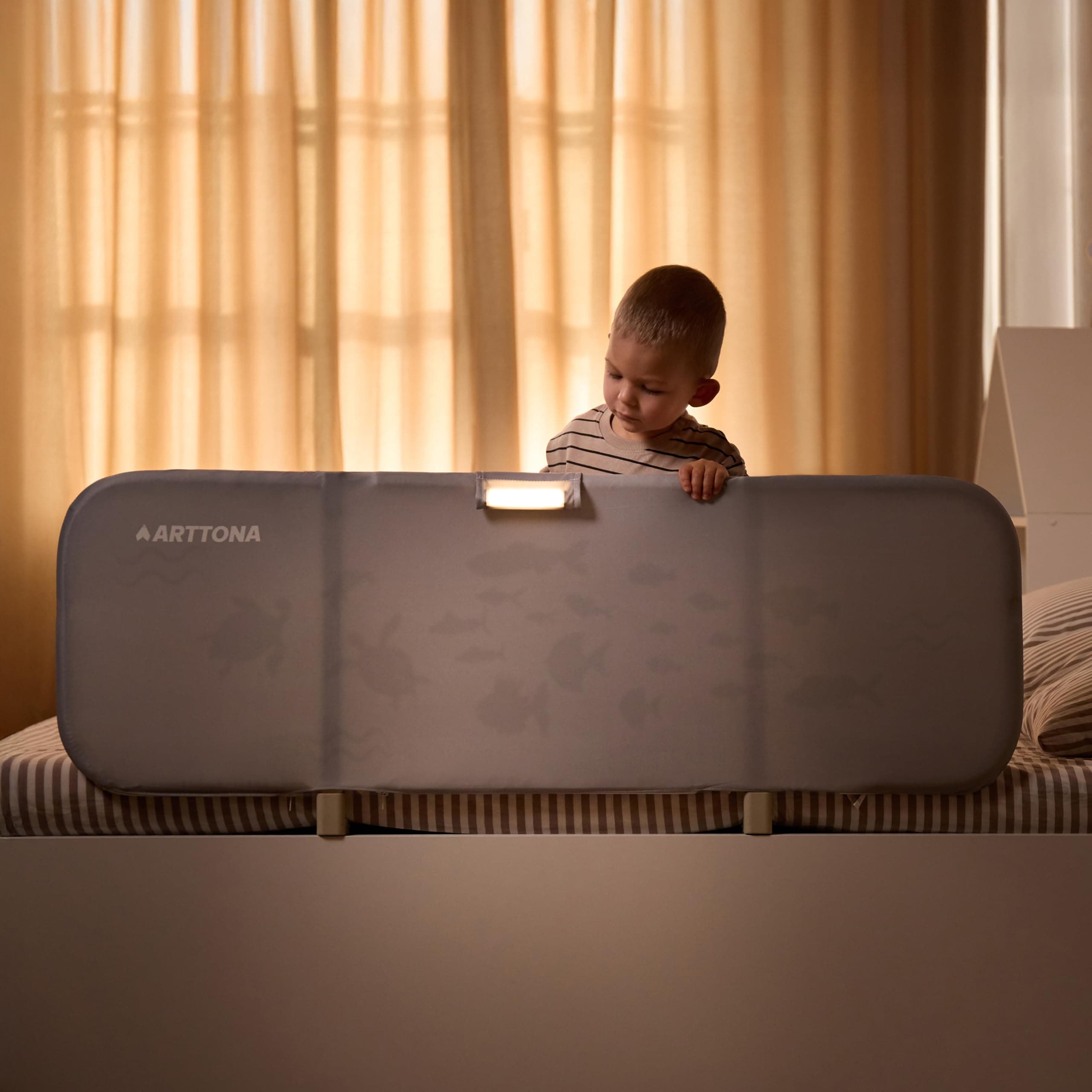 ARTTONA Toddler Bed Rail with Night Light - Foldable Bed Side Rails - Fits for Most Beds Bed Rails for Full Size Bed, Queen Size Rails, Twin Rails - Portable Fence for Baby - 48inch - Thumbnail 6