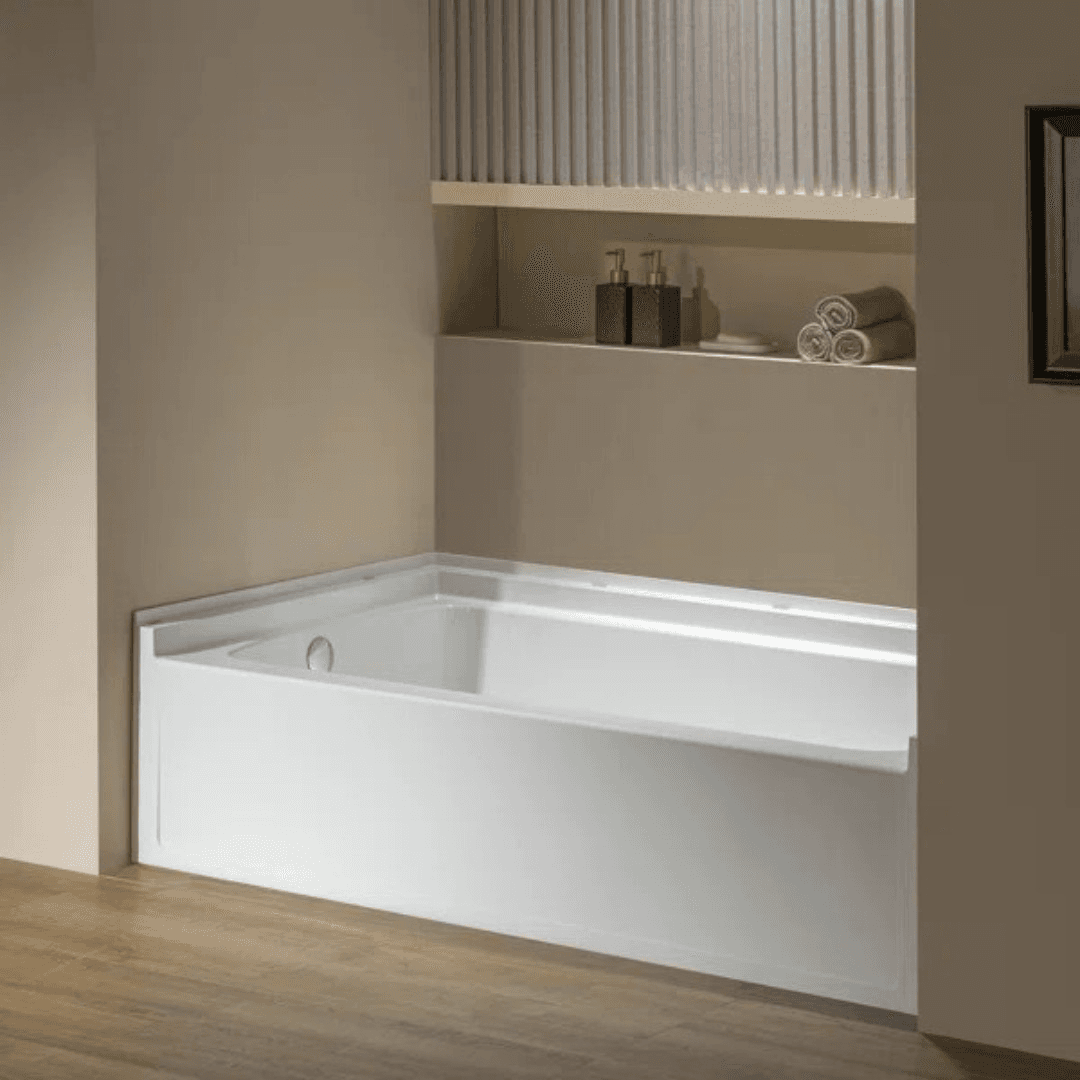 Woodbridge Composite Rectangular 3-Wall Alcove Tub (Tub Surrounded Compatible), Drain Hole TB-6032-R