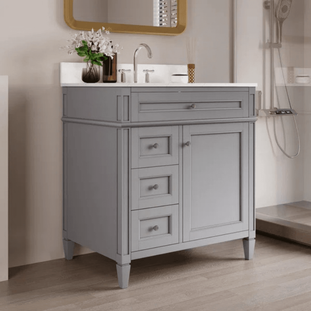 DeerValley Fully Assembled Single Bathroom Vanity with Backsplash - Light Gray