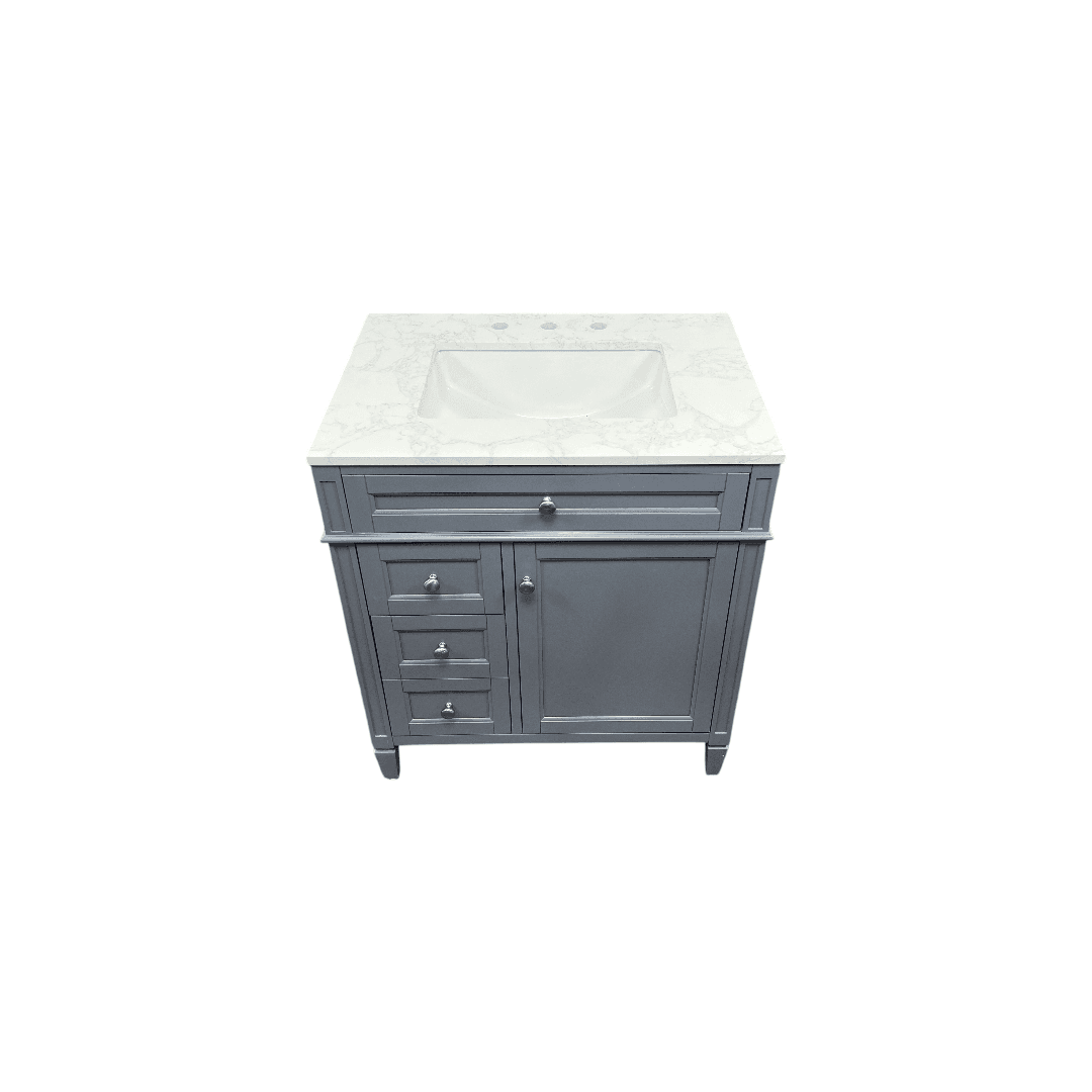 DeerValley Fully Assembled Single Bathroom Vanity with Backsplash - Light Gray - Thumbnail 3
