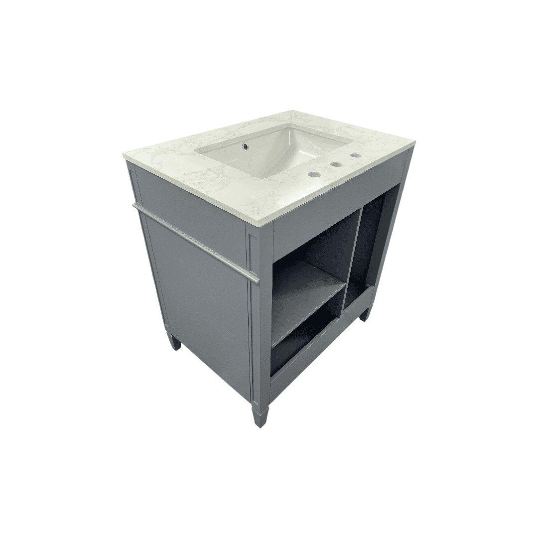 DeerValley Fully Assembled Single Bathroom Vanity with Backsplash - Light Gray - Thumbnail 8