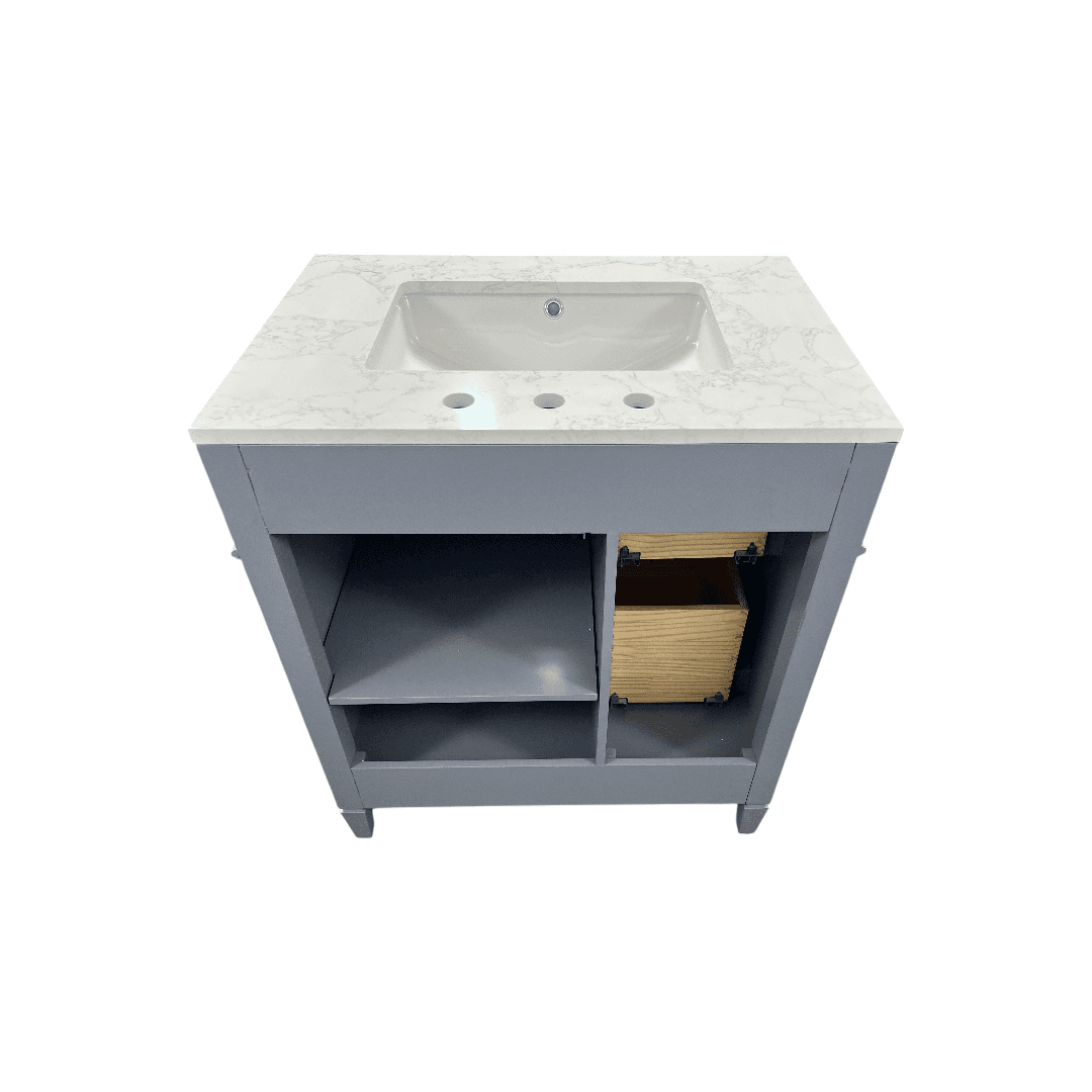 DeerValley Fully Assembled Single Bathroom Vanity with Backsplash - Light Gray - Thumbnail 11