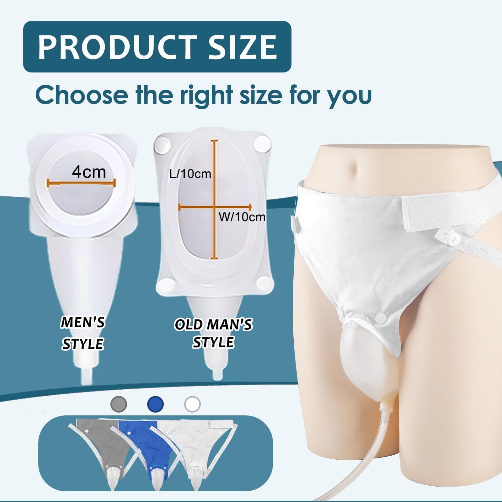Wearable Urine Collector for Men External Catheter for Men Comfortable Secure Fit with Flexible Tubing for Everyday Home and Overnight Use, Elderly Men Black - Thumbnail 4
