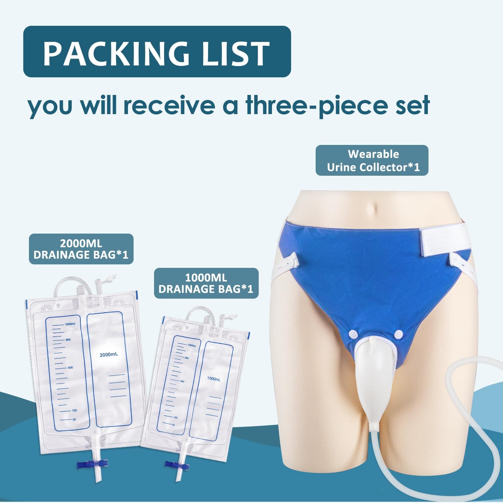 Wearable Urine Collector for Men External Catheter for Men Comfortable Secure Fit with Flexible Tubing for Everyday Home and Overnight Use, Elderly Men Black - Thumbnail 3