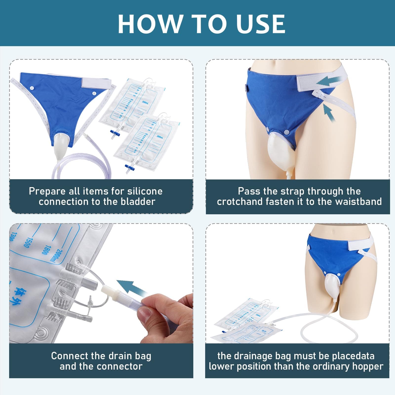 Wearable Urine Collector for Men External Catheter for Men Comfortable Secure Fit with Flexible Tubing for Everyday Home and Overnight Use, Elderly Men Black - Thumbnail 6