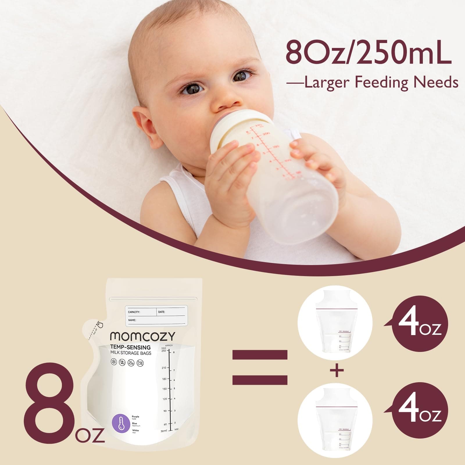 Momcozy Temp-Sensing Milk Storage Bags 8oz - Thumbnail 7