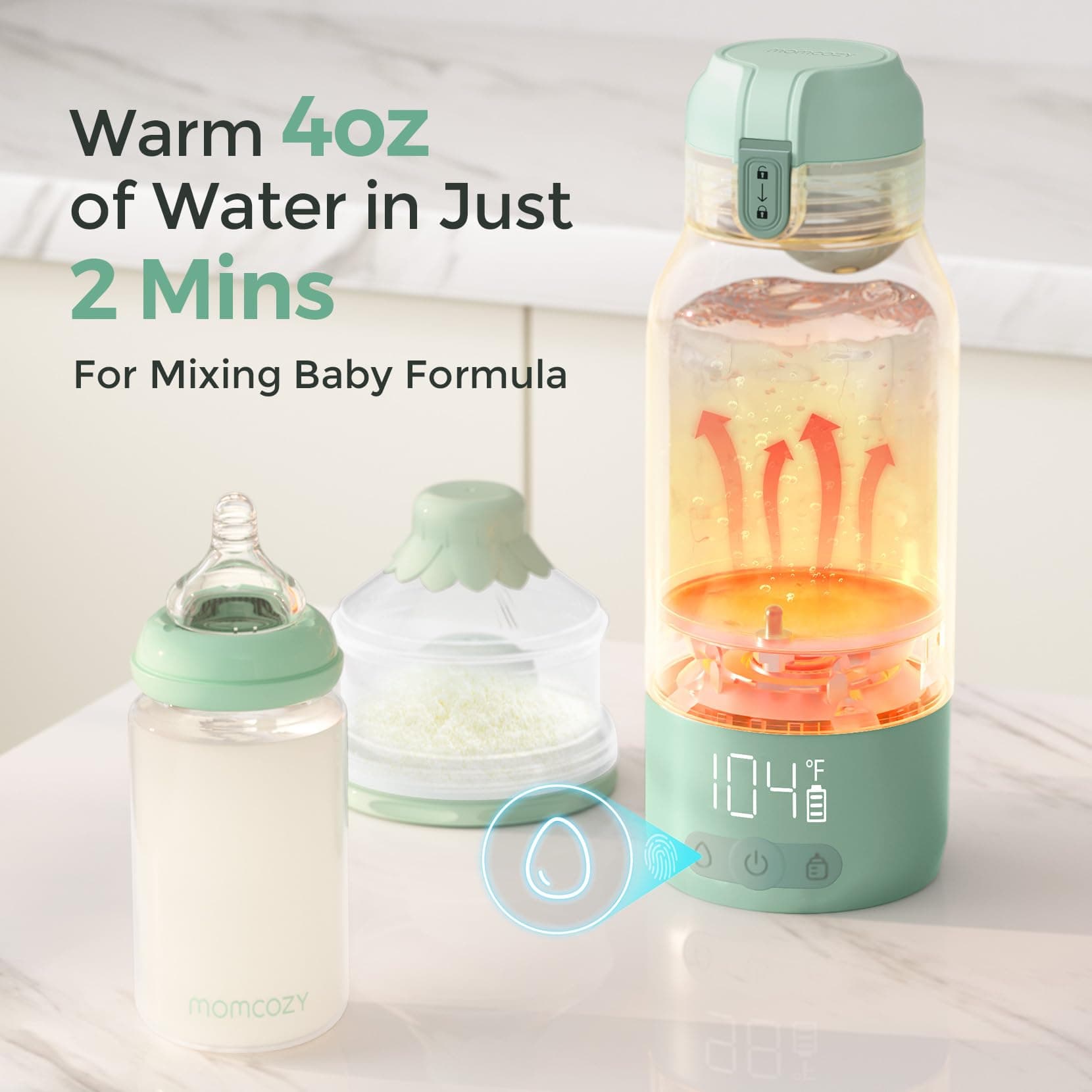 Momcozy Portable Milk Warmer for Travel – Dual Heating Modes for Breast Milk & Water, Portable Bottle Warmer with Fast Heating & Long Battery Life, 17 Ounces Large Capacity to Meet Your All-Day Needs - Thumbnail 5