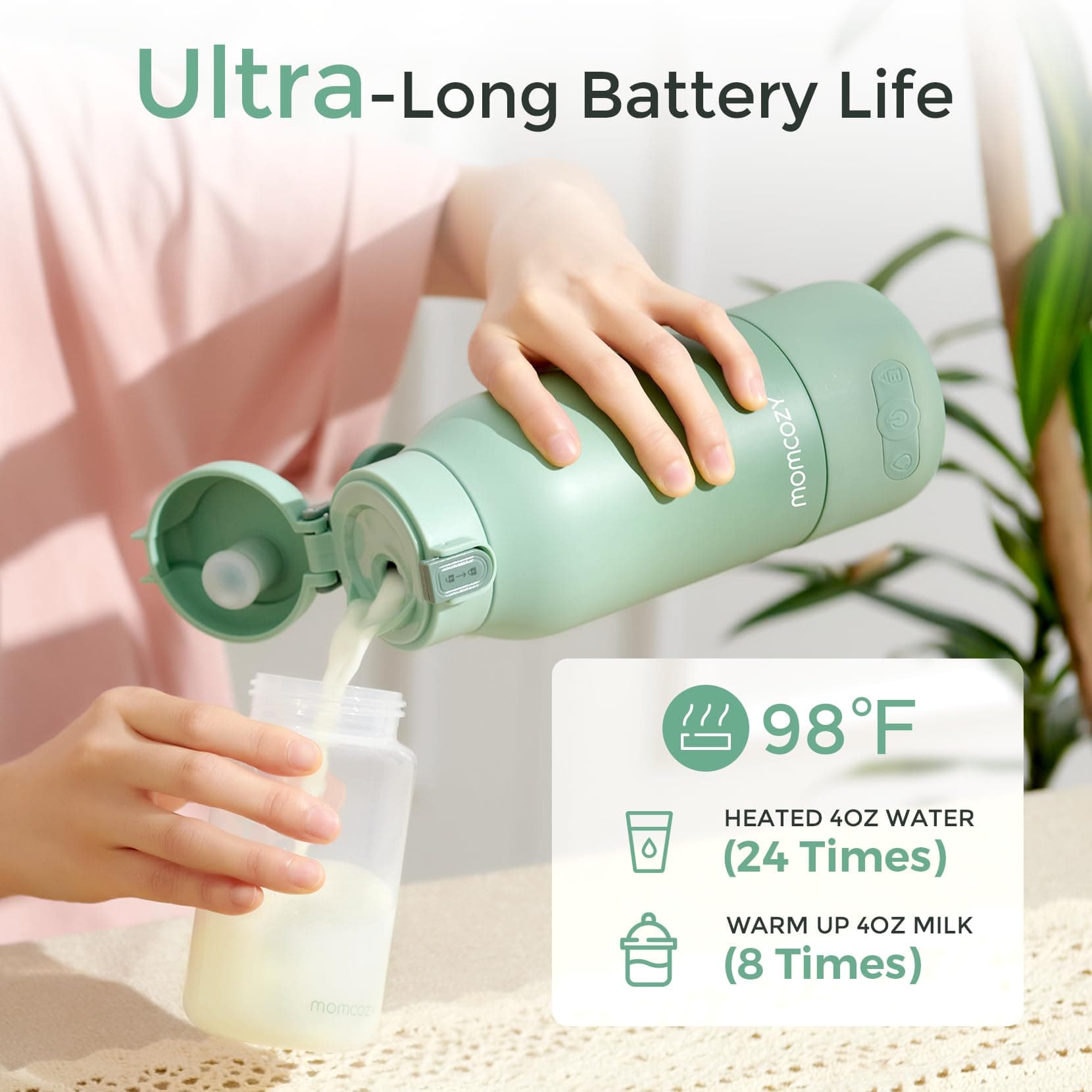Momcozy Portable Milk Warmer for Travel – Dual Heating Modes for Breast Milk & Water, Portable Bottle Warmer with Fast Heating & Long Battery Life, 17 Ounces Large Capacity to Meet Your All-Day Needs - Thumbnail 9