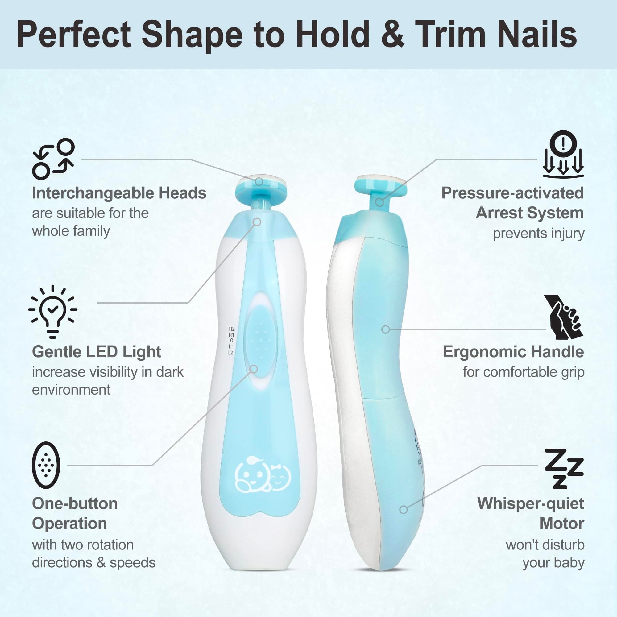 Electric Baby Nail Trimmer with 19 Filing Tools - Thumbnail 11