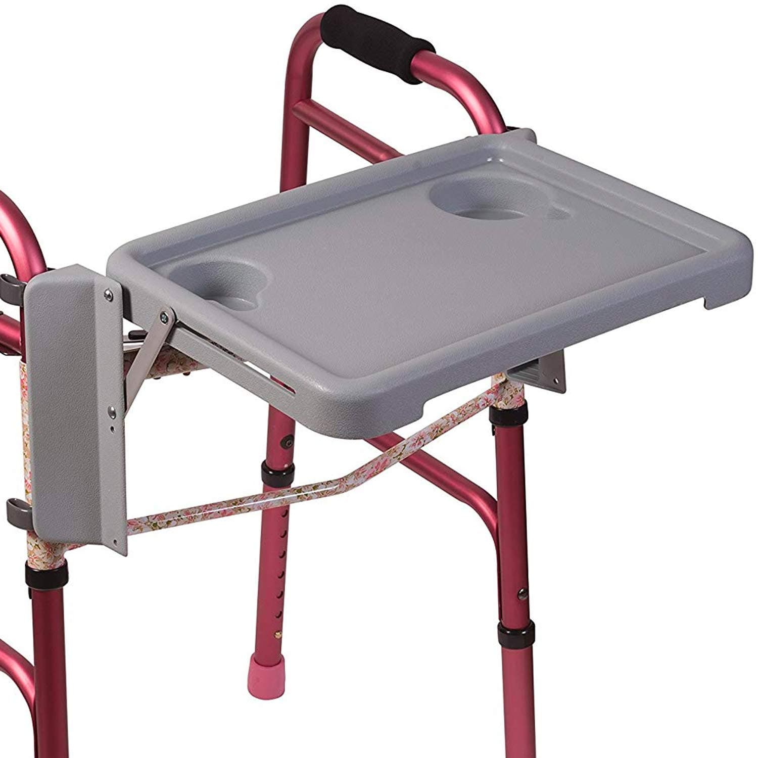 DMI Walker Tray, Rollator Tray, Mobility and Walker Accessory Tray Table Fits Most Standard Walkers, Folding with Two Cup Holders and Tool Free Assembly, 16 x 11.8 inch - Thumbnail 4