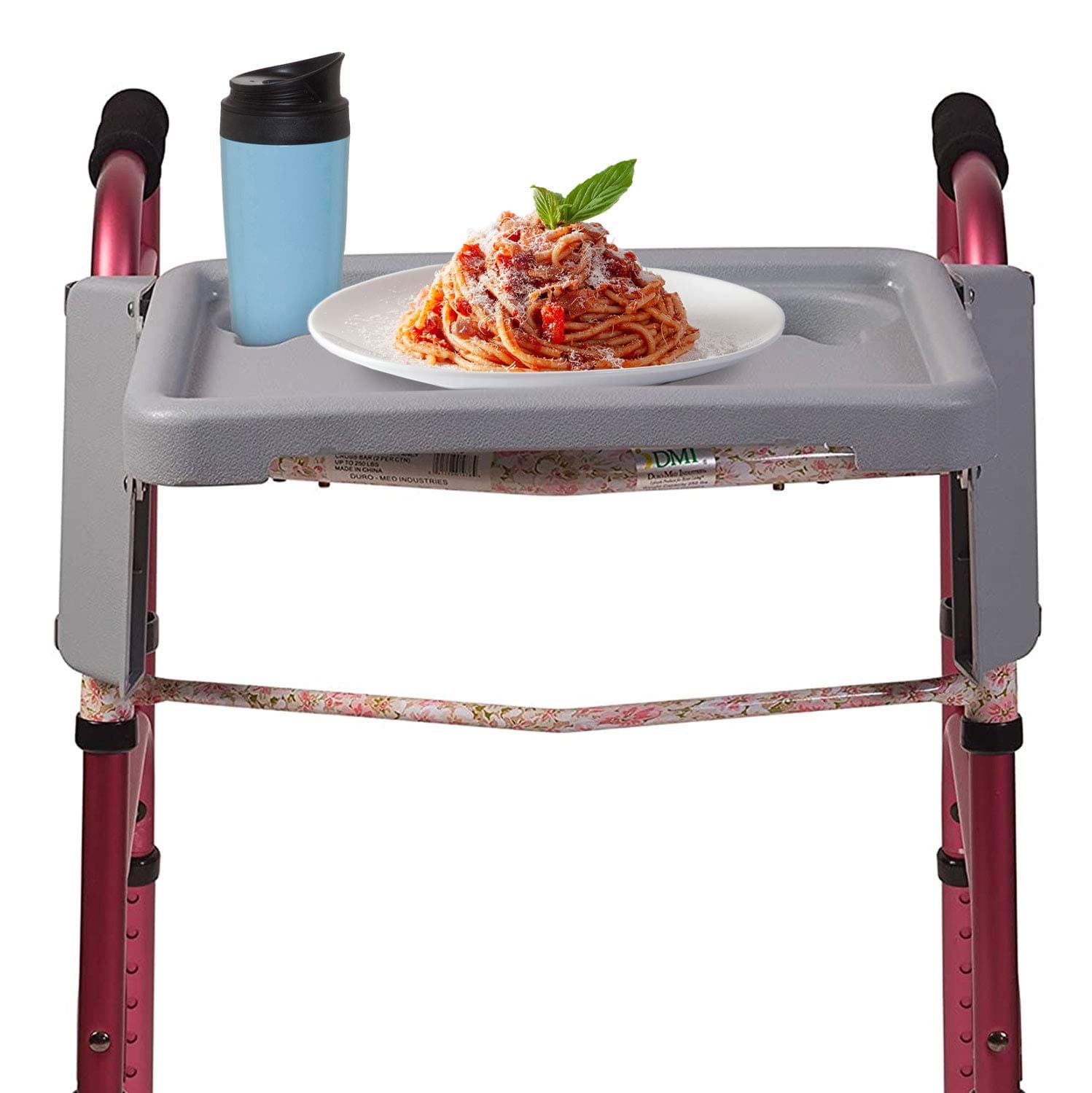 DMI Walker Tray, Rollator Tray, Mobility and Walker Accessory Tray Table Fits Most Standard Walkers, Folding with Two Cup Holders and Tool Free Assembly, 16 x 11.8 inch - Thumbnail 5
