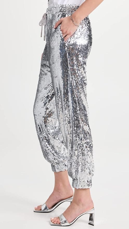 English Factory Women's Sequin Joggers - Silver | Size M - Thumbnail 3