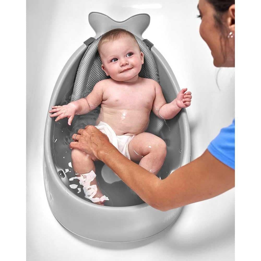 Gray Baby Bath Tub with Mesh Sling - Thumbnail 7