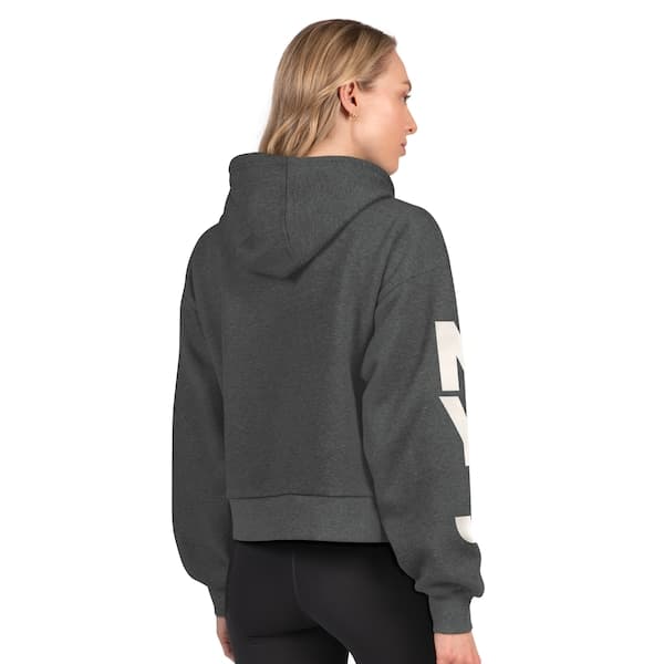 New York Jets Starter Women's Star Player Cropped Fleece Pullover Hoodie - Charcoal | Size Small - Thumbnail 3