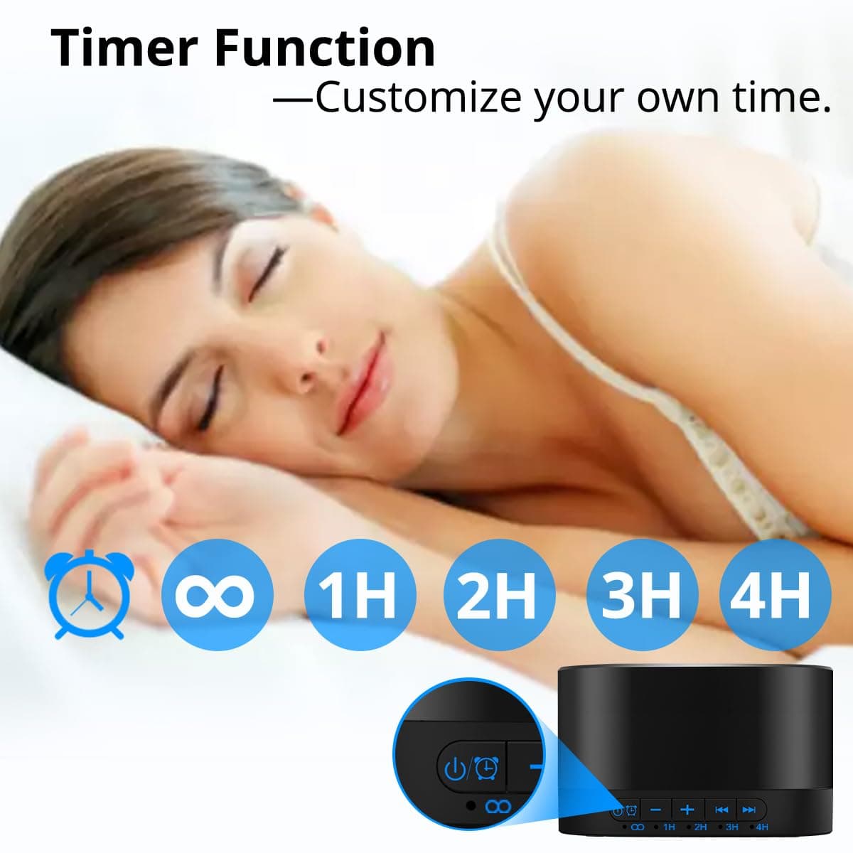 Magicteam White Noise Machine with 20 Non Looping Natural Soothing Sounds Memory Function 32 Levels of Volume Powered by AC or USB and Sleep Sound Timer Therapy for Baby Kids Adults Black - Thumbnail 3