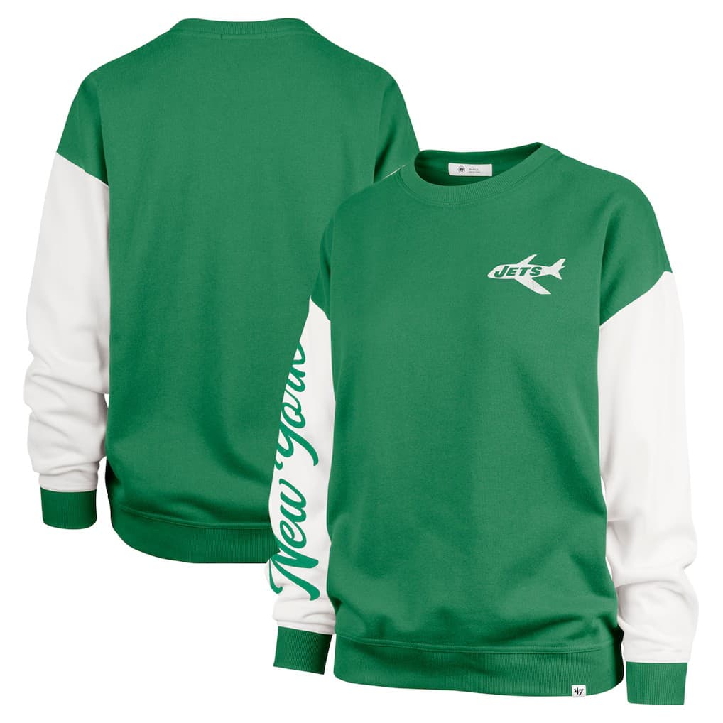 New York Jets Women's '47 Green Double Header Rise Andie Pullover Sweatshirt | Size Small