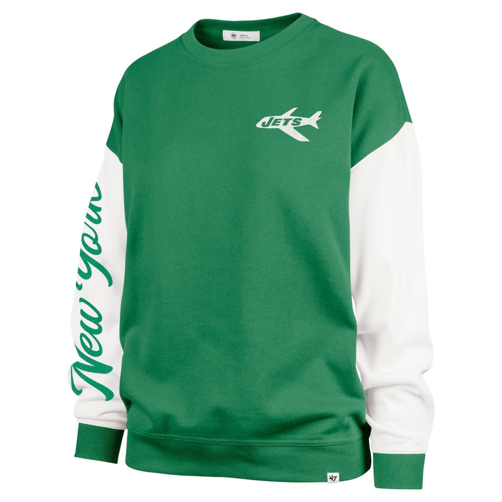New York Jets Women's '47 Green Double Header Rise Andie Pullover Sweatshirt | Size Small - Thumbnail 2