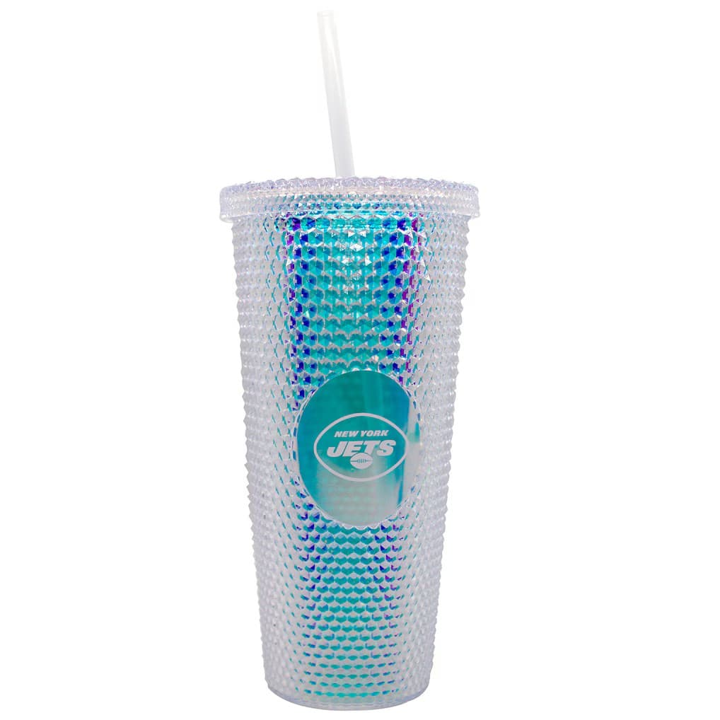 New York Jets 24oz. Iridescent Studded Travel Tumbler with Straw