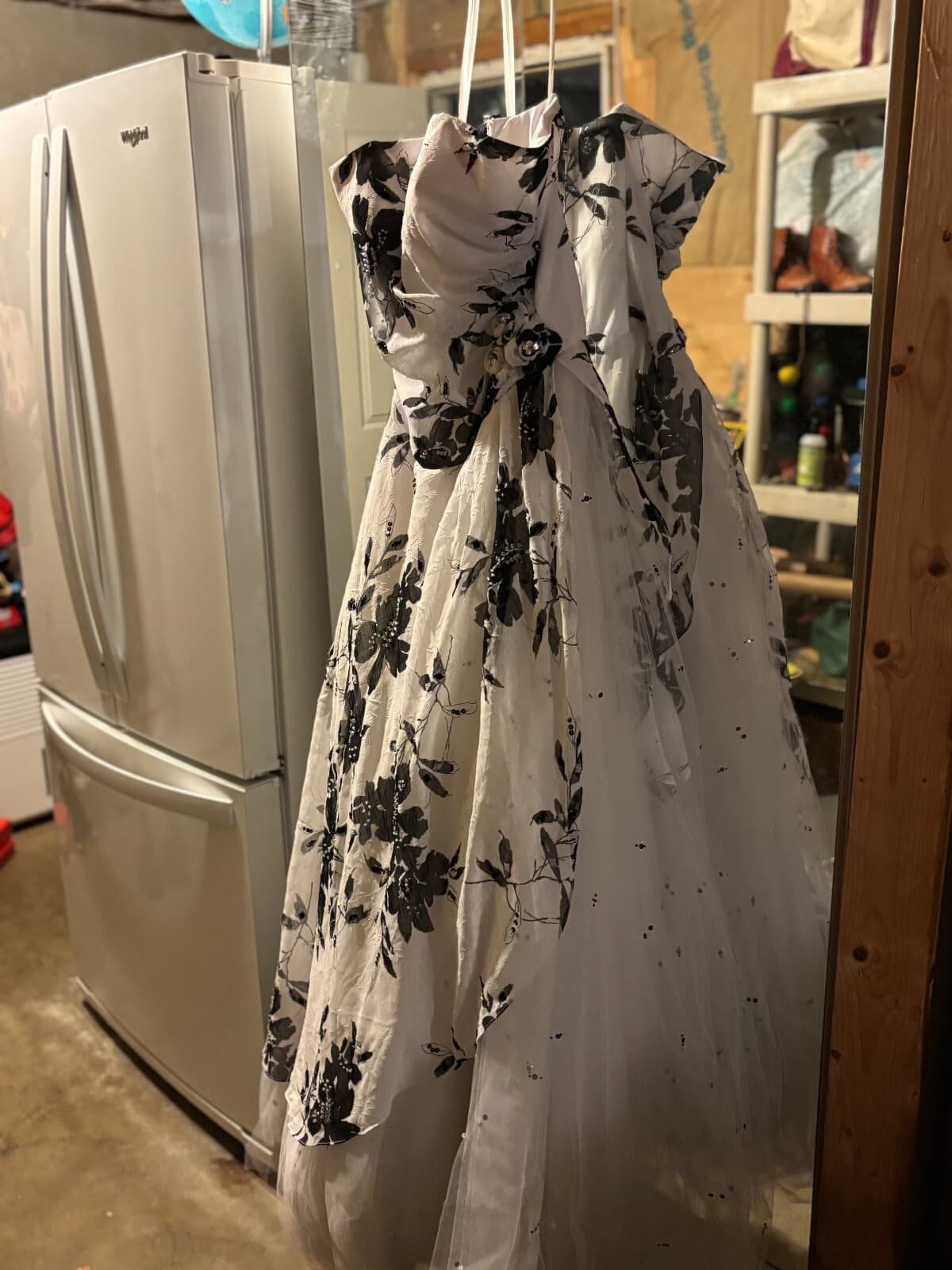 Mori Lee Black White Embroidered Formal Prom Dress Size 6 Evening Gown Designer - Thumbnail 2