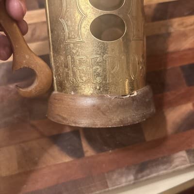 Vintage Swedish Brass Beer Stein Glass Liner Wood Handle Lid Made in Sweden MCM - Thumbnail 8