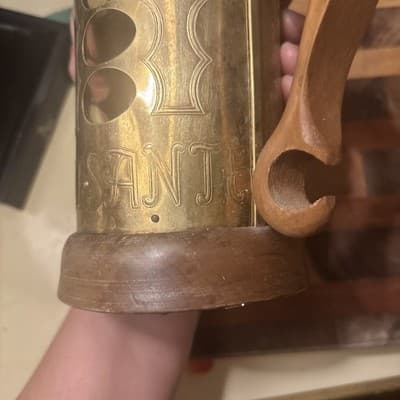Vintage Swedish Brass Beer Stein Glass Liner Wood Handle Lid Made in Sweden MCM - Thumbnail 11