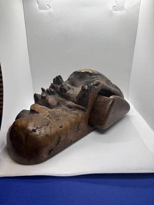 Vintage 1970s Burl Root Wood Sculpture Secret Stash Box Velvet Lined MCM Boho - Thumbnail 2
