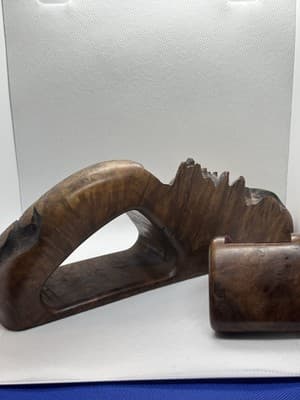 Vintage 1970s Burl Root Wood Sculpture Secret Stash Box Velvet Lined MCM Boho - Thumbnail 4