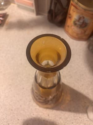 Vintage Crystal Cut Amber Decanter Made In Poland With Stopped - Thumbnail 2