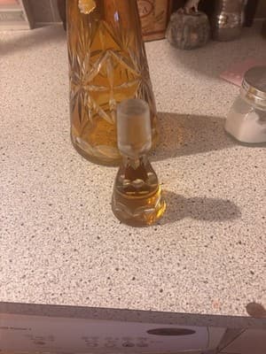 Vintage Crystal Cut Amber Decanter Made In Poland With Stopped - Thumbnail 6