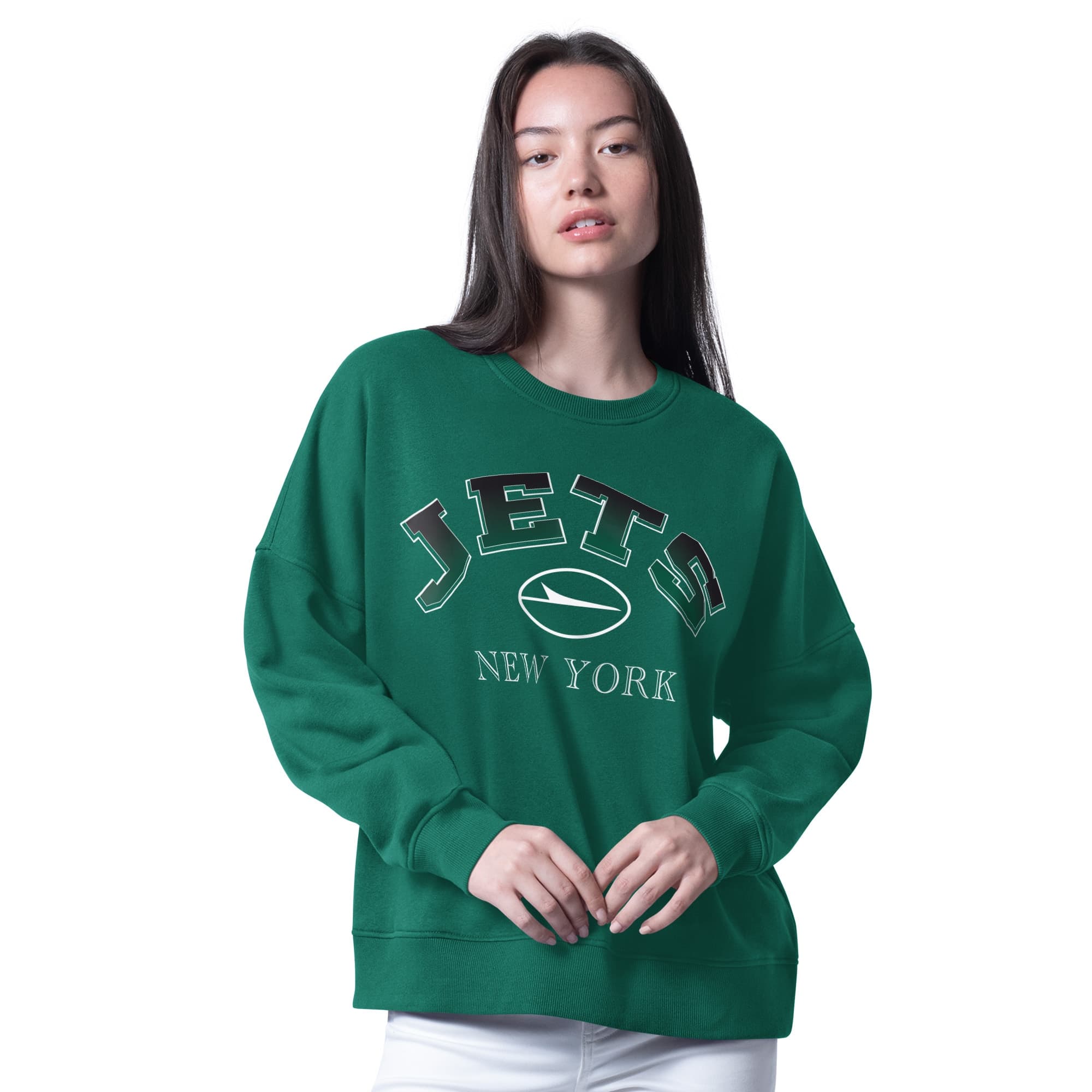 New York Jets G-III 4Her by Carl Banks Women's Oversized Feud Sweatshirt - Green | XS