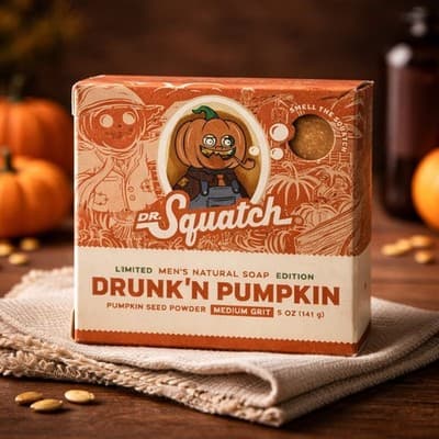 Dr. Squatch Drunk'n Pumpkin Soap/Med NEW Ltd Edition Halloween Fall, Natural Bar