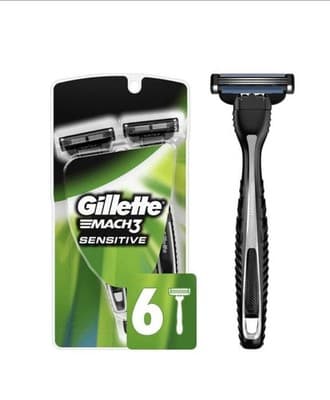 Gillette Mach3 Sensitive Disposable Razors 6 Ct Men’s Triple Blade Razors NIP!! - Thumbnail 5